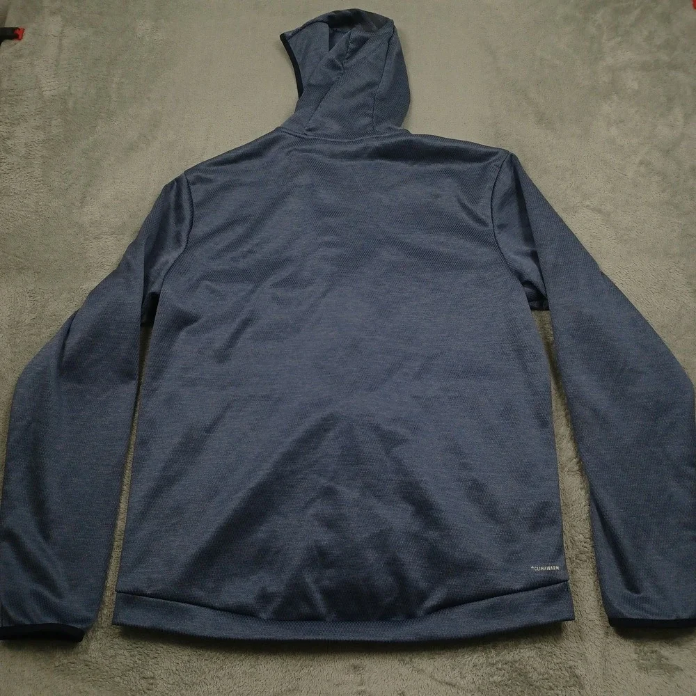 Adidas Jacket Mens Large Blue Outdoor Casual Full Zip Pockets Hooded